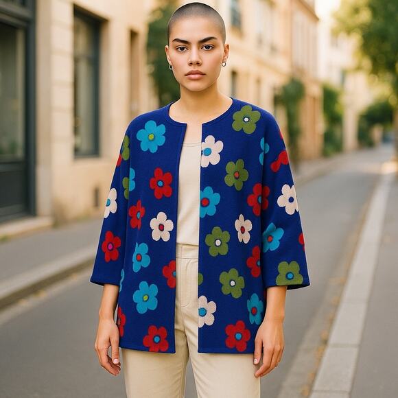 Women’s Gudrun Sjödén Unique Colorful Floral Cardigan Cotton S Purple - Picture 1 of 7